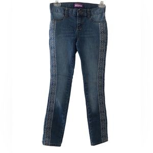 Old Navy Girls Jeggings/Jeans White Embroidery Accents Adjustable Waist Sz 10